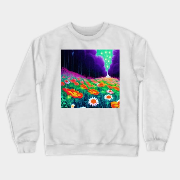 Colorful Meadow Crewneck Sweatshirt by Mihadom